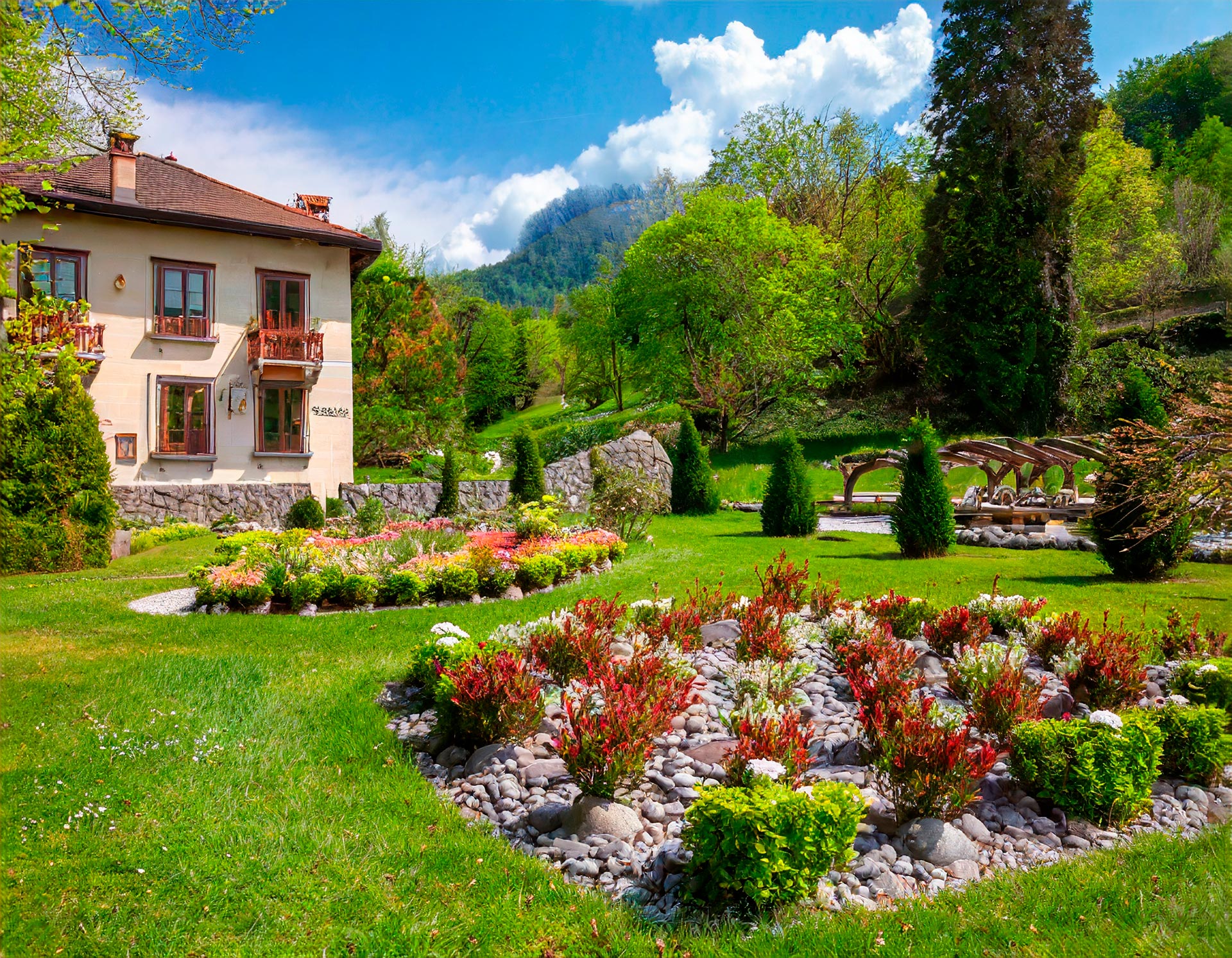 Giardino fiorito in primavera